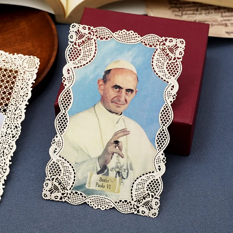 Pope Paul VI Holy Lace Card 7x11cm Christian Bookmark Christ Religious Figures Icons Catholic Church Gift