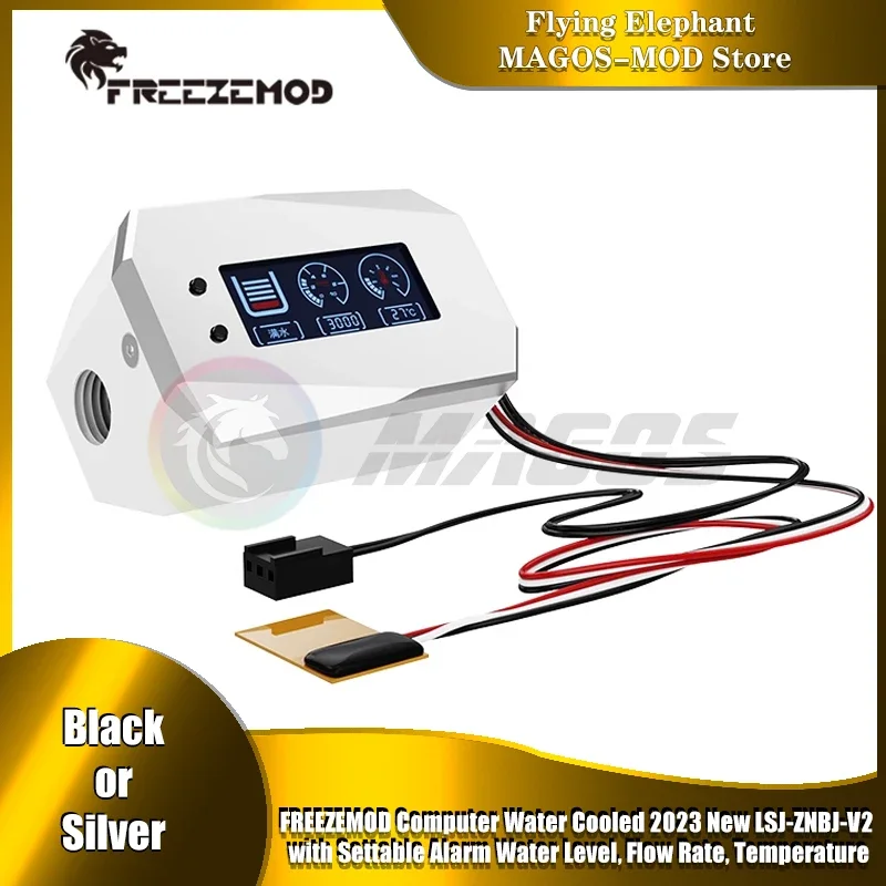 FREEZEMOD PC Water Cooler Monitor LCD Water Level Flow Alarm Temperature Electrical Detector for MOD Computer System LSJ-ZNBJ-V2