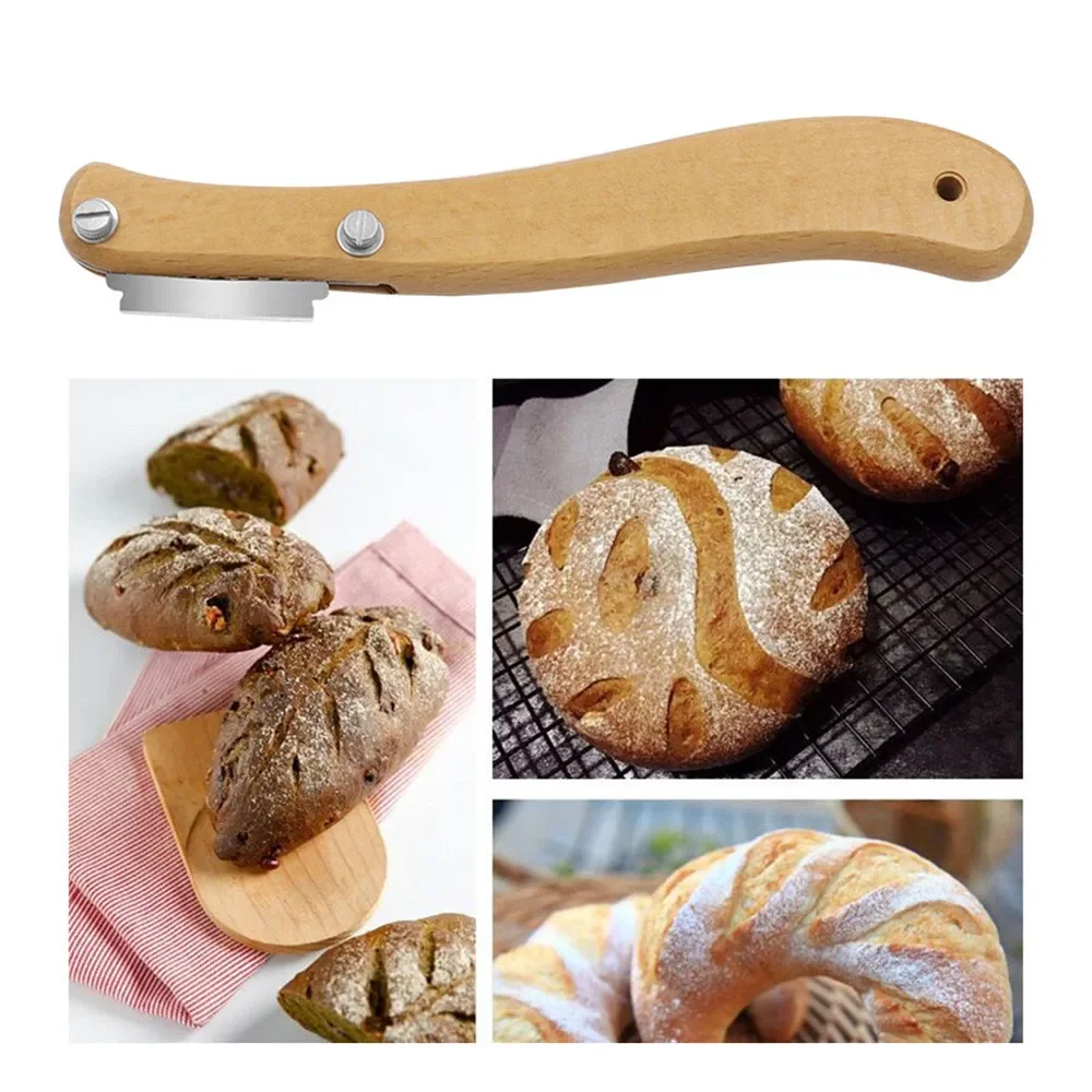 

Curved Bow Knife Bread Cutter Tool Bread Knife Cut French Toast Knife 5 Blade Wooden Handle Bakery Tool OPP Bag/Box Packaging