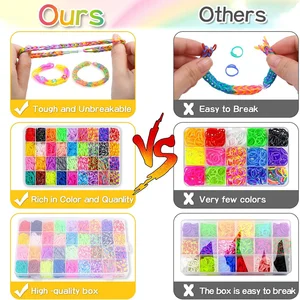 Webbänder Kit Buntes Gummibänder, bevorstehende DIY -Aufladungsarmband -Making -Kit, Handwerkskits, Large, 36 Farben, 2700pcs, 36 Grids 7 Haupt Telar Big Sales - №1