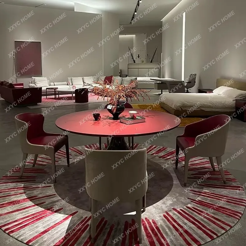 Roche Bobois marble round table, light luxury water drop dining table, high-end Rochburg red