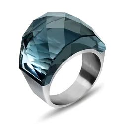 Sparkling Gray Arc Crystal Rings for Women Men Engagement Wedding Party Jewelry Stainless Steel Ring Silver Color Wholesale