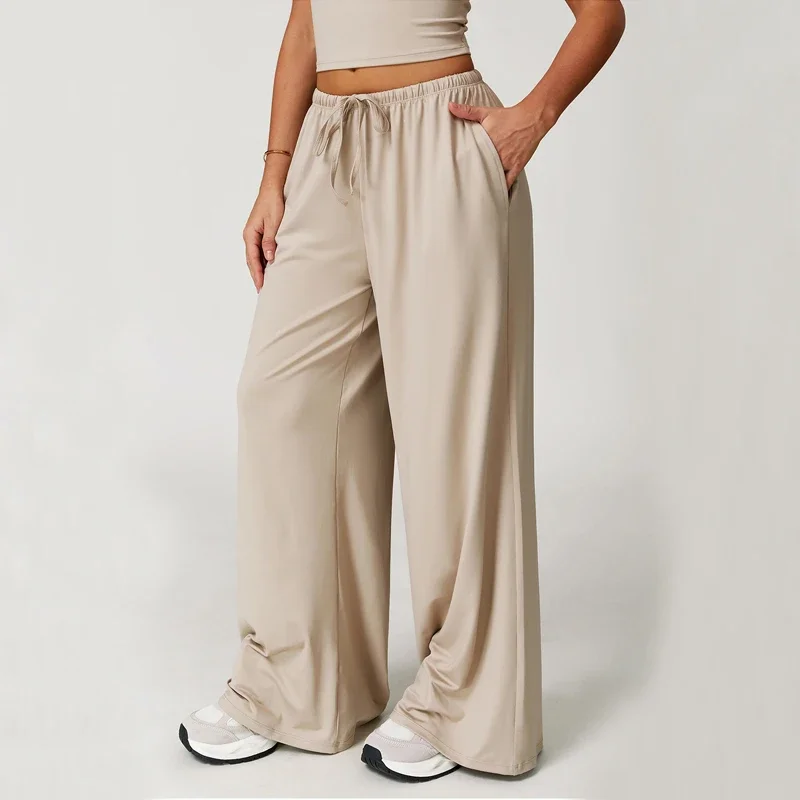 

VITALINOVO High-Waisted Wide Leg Sweatpants for Women Drawstring Waist Streetwear Workout Lounge Pants with Pockets