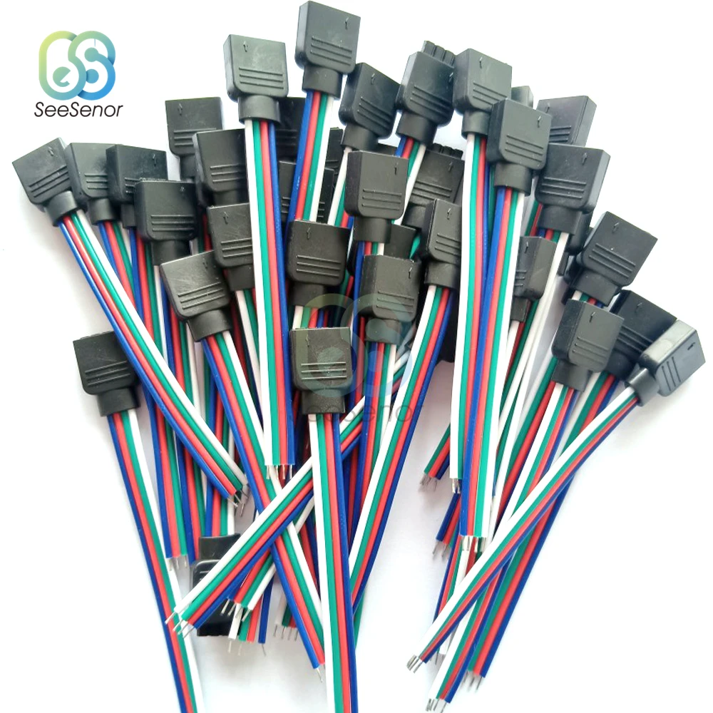 10CM 4Pin 5Pin LED RGB Strip Light Connector Male/Female Plug Socket Connecting Cable Wire for 5050 RGB RGBW Led Strip Light