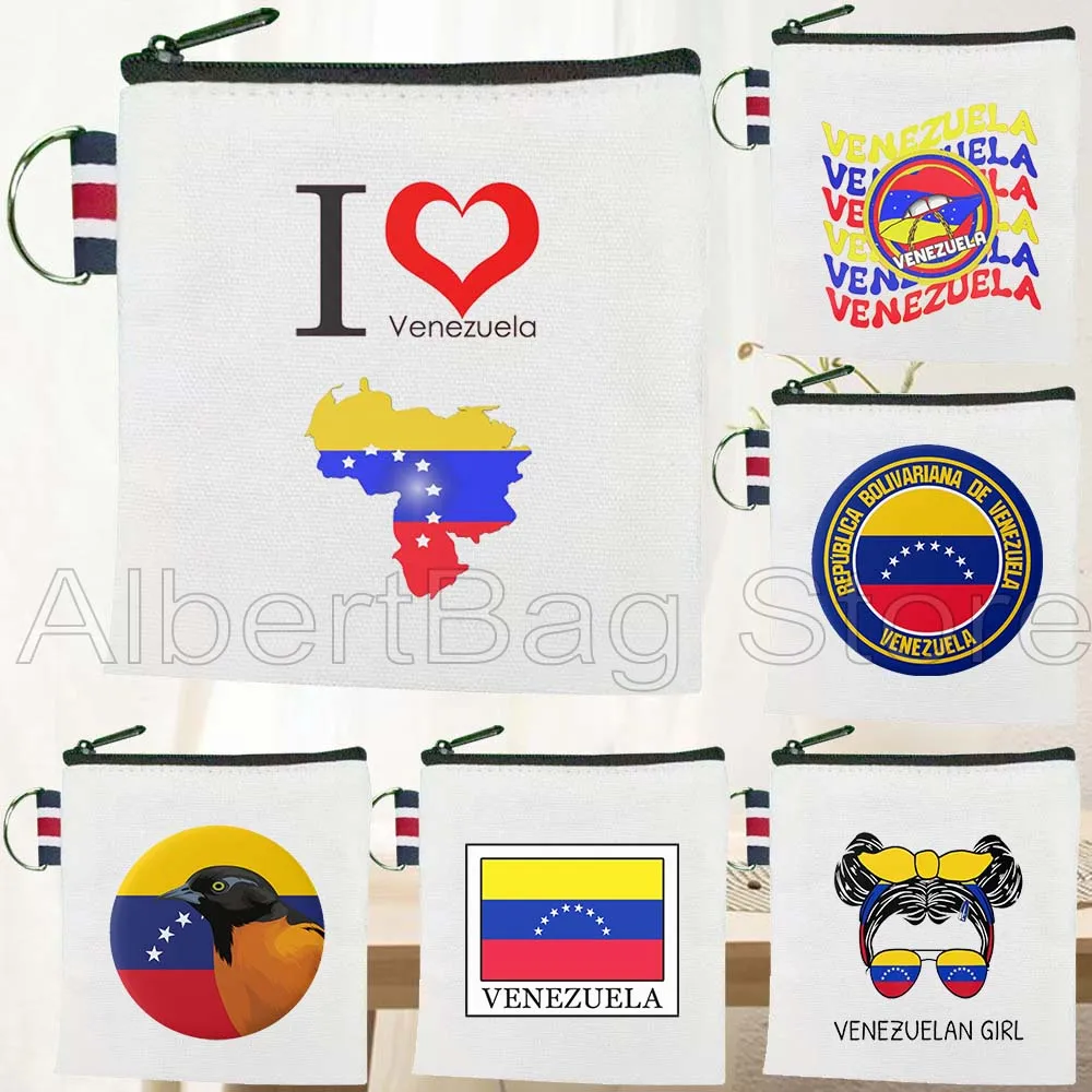 

Флаг Венесуэлы, карта Венесуэлианских подарков для девочек, холщовый кошелек для монет, маленькая квадратная сумка для хранения ключей, губной помады, сумка для карт, хлопковый кошелек