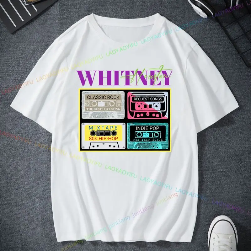 Whitney Houston and Bella Canvas Print T-shirt Unisex Oversized short-sleeved shirt Comfortable breathable everyday wear