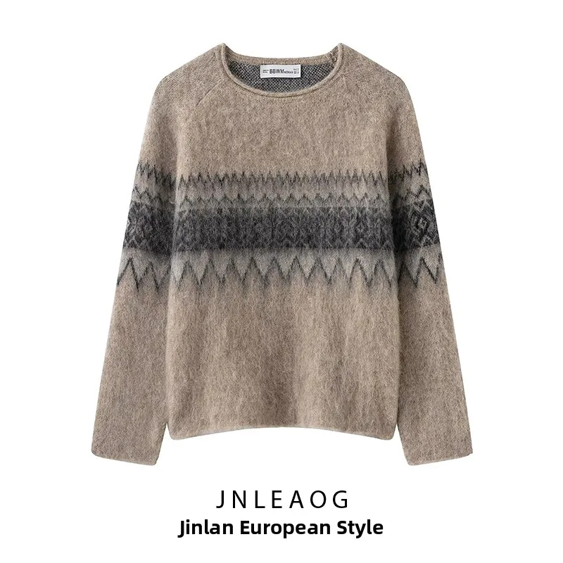 

Модный вязаный свитер с цветными блоками, осенняя новинка, женский, из полиэфирного волокна, с длинными рукавами, с геометрическим узором