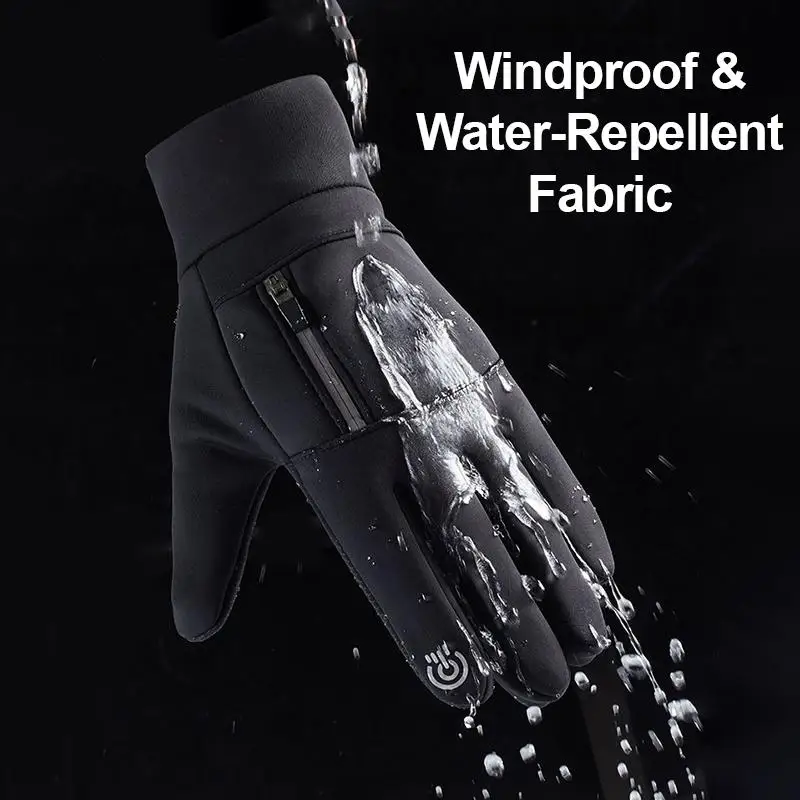 Winter-Touchscreen-Handschuhe für Radfahren, Motorradfahren, Skifahren, Outdoor-Aktivitäten, mit Reißverschlusstasche, wasserabweisend, rutschfest, Unisex, Fahrhandschuhe – Detail 8