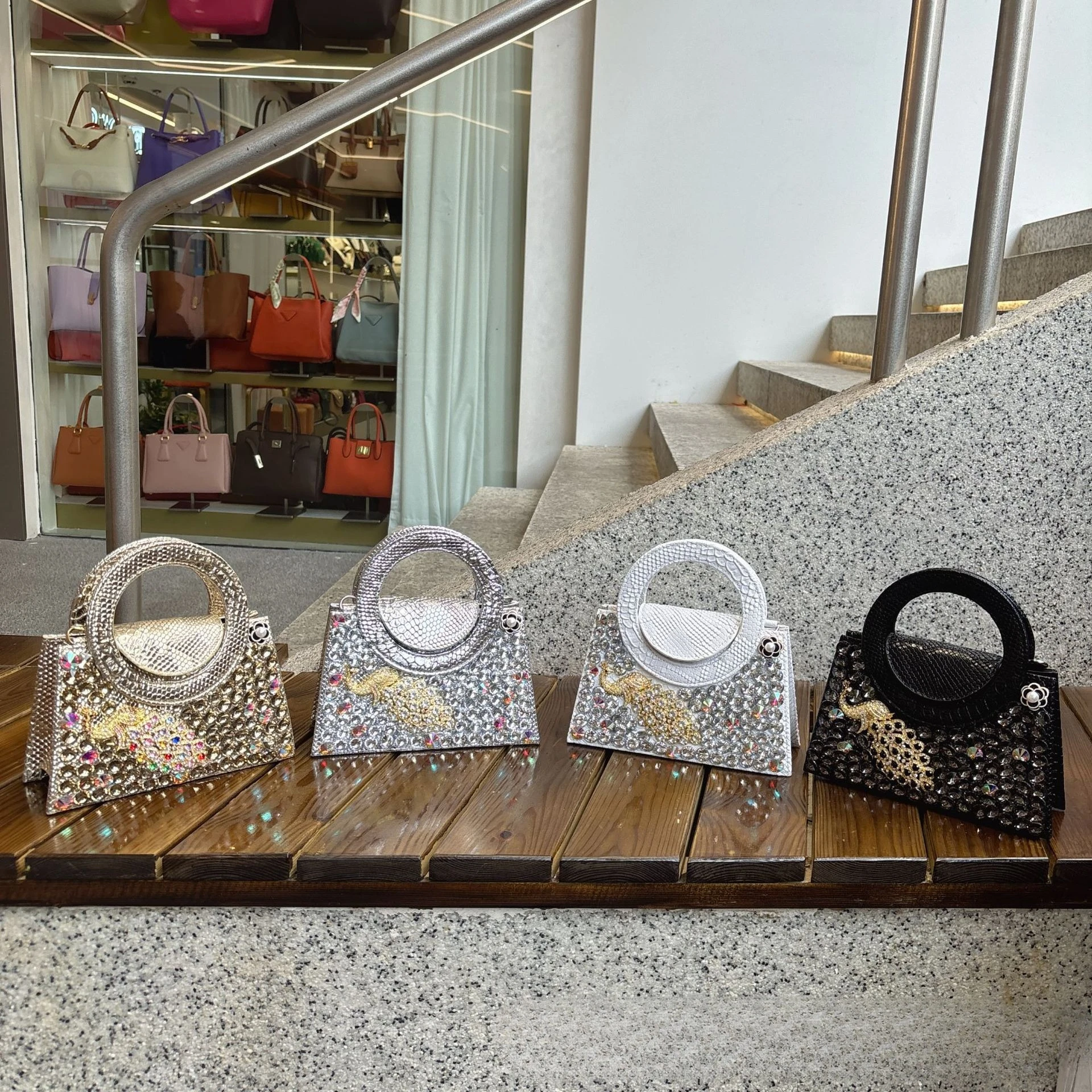 Neue Pfau voller Diamant Abendessen Tasche Rhinorrhoe Tasche Lenker Pailletten Hochzeit Taschen für Frauen – Detail 9