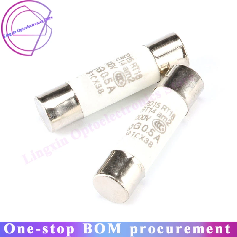 

10pcs RO15 Ceramic fuse 10x38mm 0.5A 1A 2A 3A 4A 5A 6A 8A 10A 16A 20A 25A 32A 500V10*38mm 500V R015 10*38 10X38