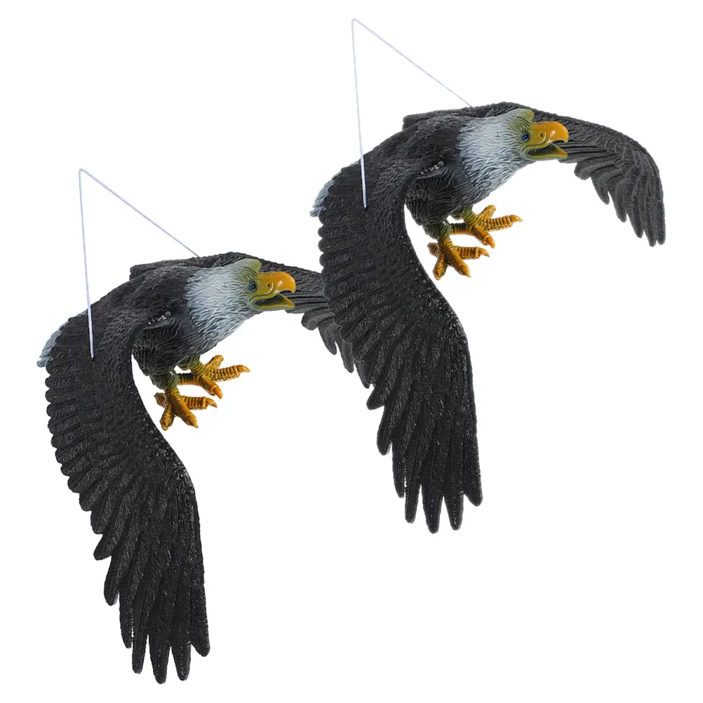 2Pcs Realistic Eagle Statue PVC Decorative Sculpture Rustic Colors Garden Home Office Tabletop Desktop Decoration