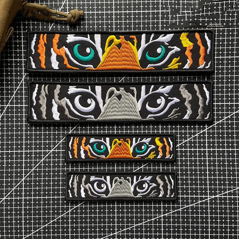 Tiger Eye Patch Tactical Tiger Embroidered Morale Badge Exquisite Big Eye Cute Tiger Cloth Patch Back Chest Patch Hook and Loop