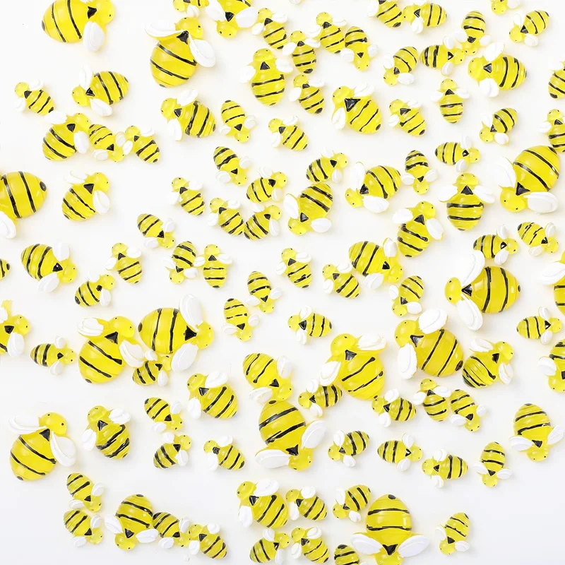 10/20 Pcs Glow in The Dark Tiny Mini Resin Bee Miniatures, 3 Sizes, Fairy Crafts Project Micro Landscape DIY Ornament Accessory