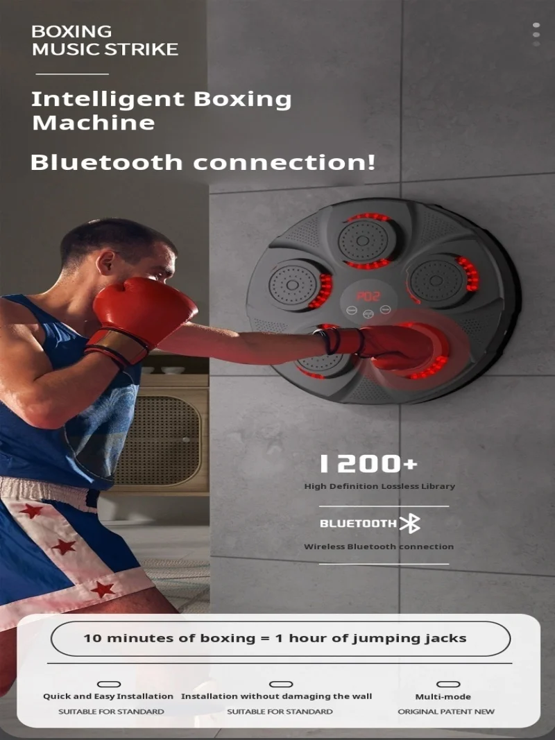 Adult Smart Music boxing trainer Home Wall Hanging fitness Boxing Electronic Wall Target Reaction Sandbag with Bluetooth Light