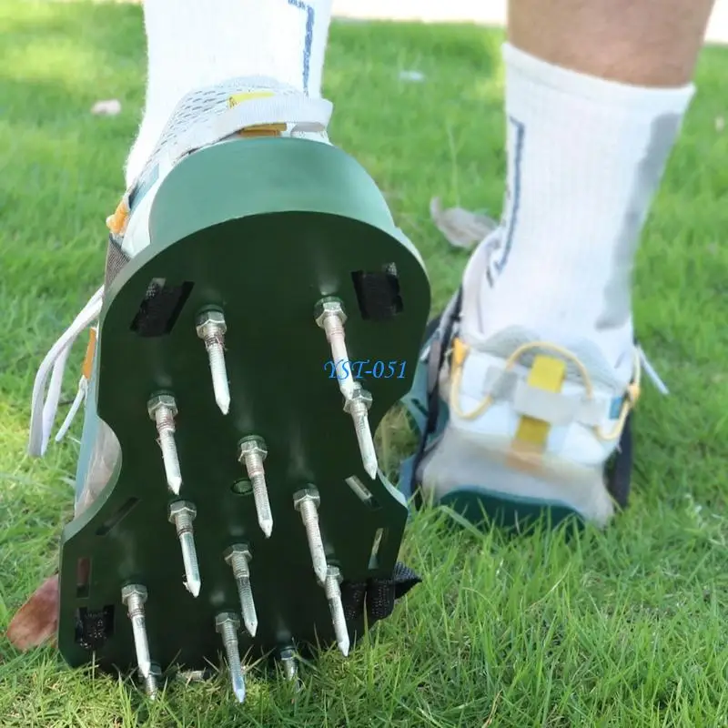 E15A Grass Aerator Shoes with Adjustable Hook Loop Straps and Heavy Duty Prong, Soil Aerator Tool for Aerating Patio Yard Garden