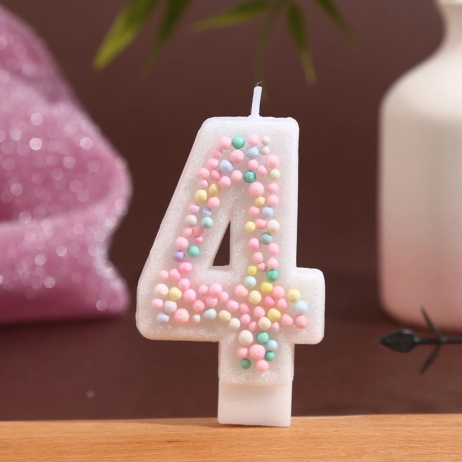 Pink Polka Dot Sequined Digital Candles, Summer Beach Starfish 0-9 Birthday Candles. Festive Party  Outfits. Dessert Cake Plugin