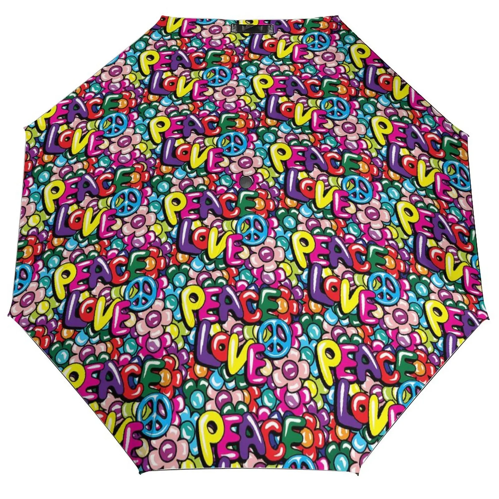 

Зонт с принтом мира, любовь и цветы, ветрозащитный автоматический зонт, элегантная покраска, усиленный домашний зонт