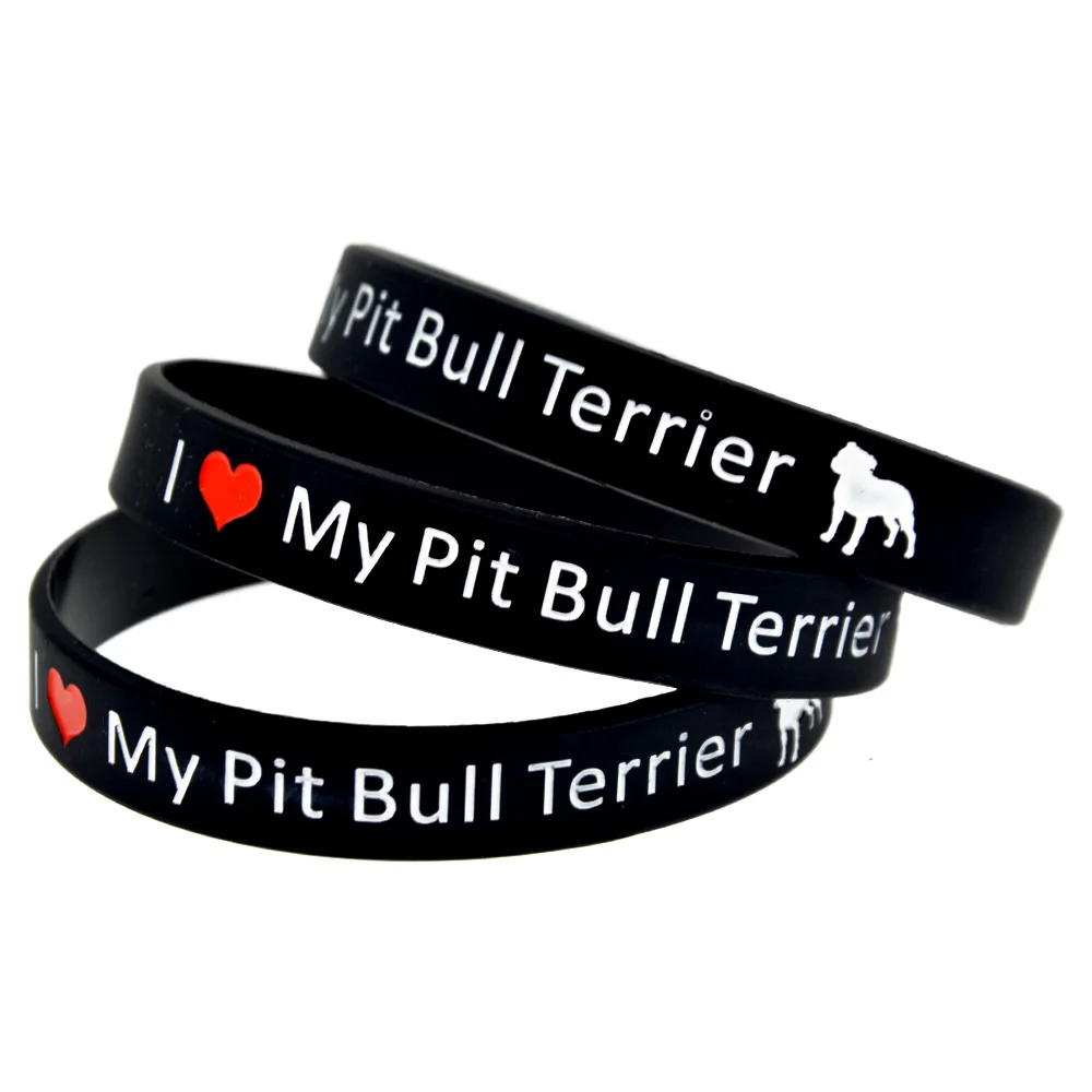 1 Stück „Ich liebe meinen Pitbullterrier“-Armband aus Silikonkautschuk, Hunde-Motiv, motivierendes Armband, schwarz. – Detail 2