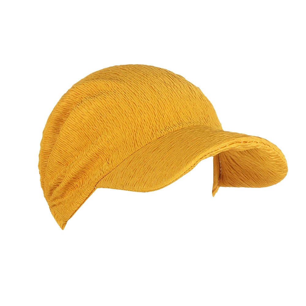 

Новая летняя солнцезащитная кепка ярких цветов с полями для женщин, однотонный платок сзади, открытый верхний козырек, шляпа, хиджаб, тюрбан, накидки