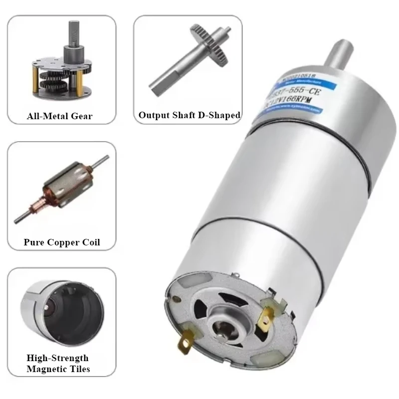 JGB37-555 Micro DC speed motor Motor 12V24V gear Low speed motor can rotate forward and backward