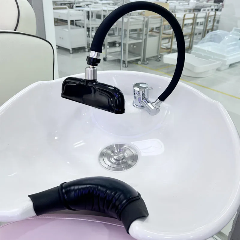 Accesorios directos de fábrica para cama de Spa con cabezal de agua para vaporizador de pelo, equipo de salón de belleza de Color de lavabo negro
