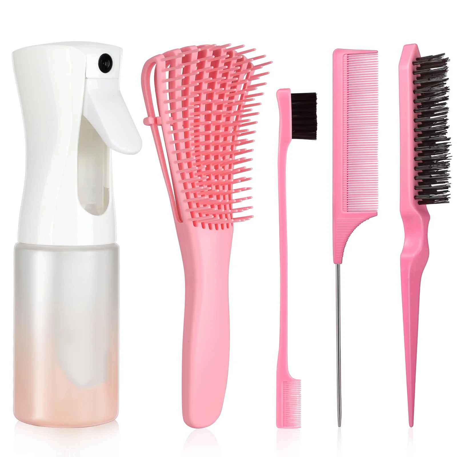 

Curling Brush Set with Curling Bottle,Hair Brush Set,Scalp Massage Brush,9 Rows Cushioned Nylon Bristle Hair Brush Set