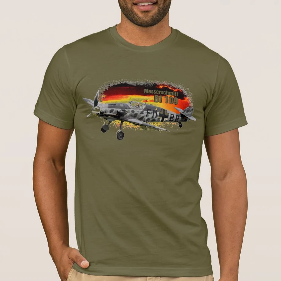 WWII Luftwaffe Messerschmitt BF-109 Fighter T Shirt Summer 100% Cotton O-Neck Short Sleeve Casual Mens T-shirt Size S-3XL