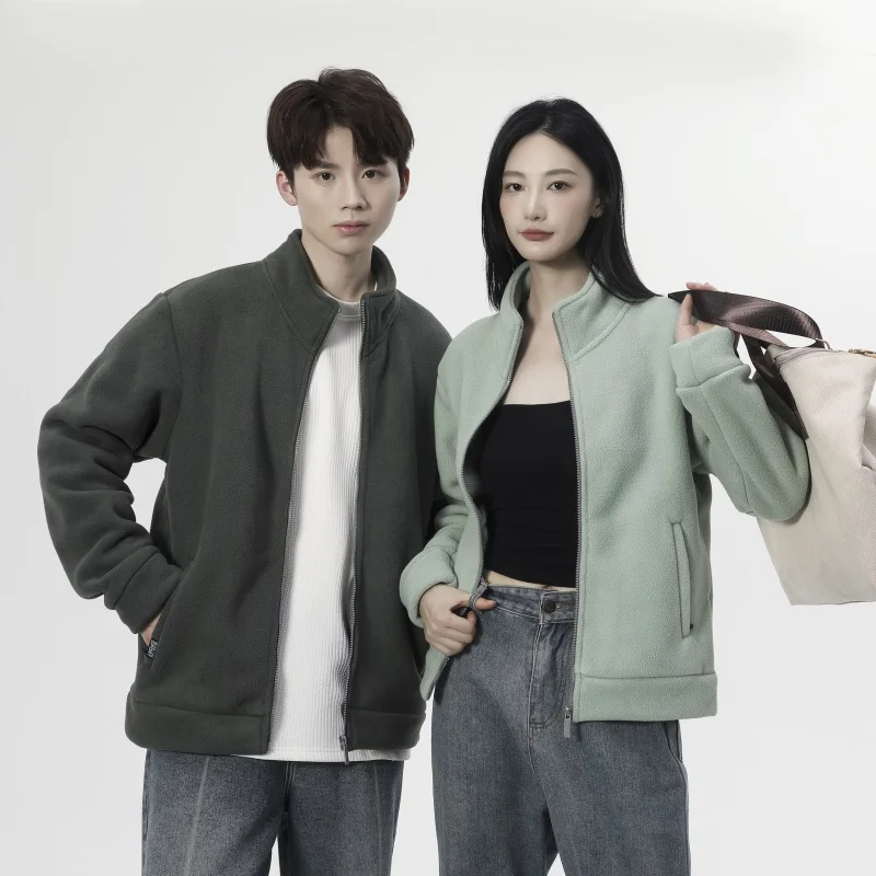 

Весенне-осенняя модная куртка для пар с воротником-стойкой из овечьей шерсти, ветрозащитная и дышащая, для активного отдыха, альпинизма и походов