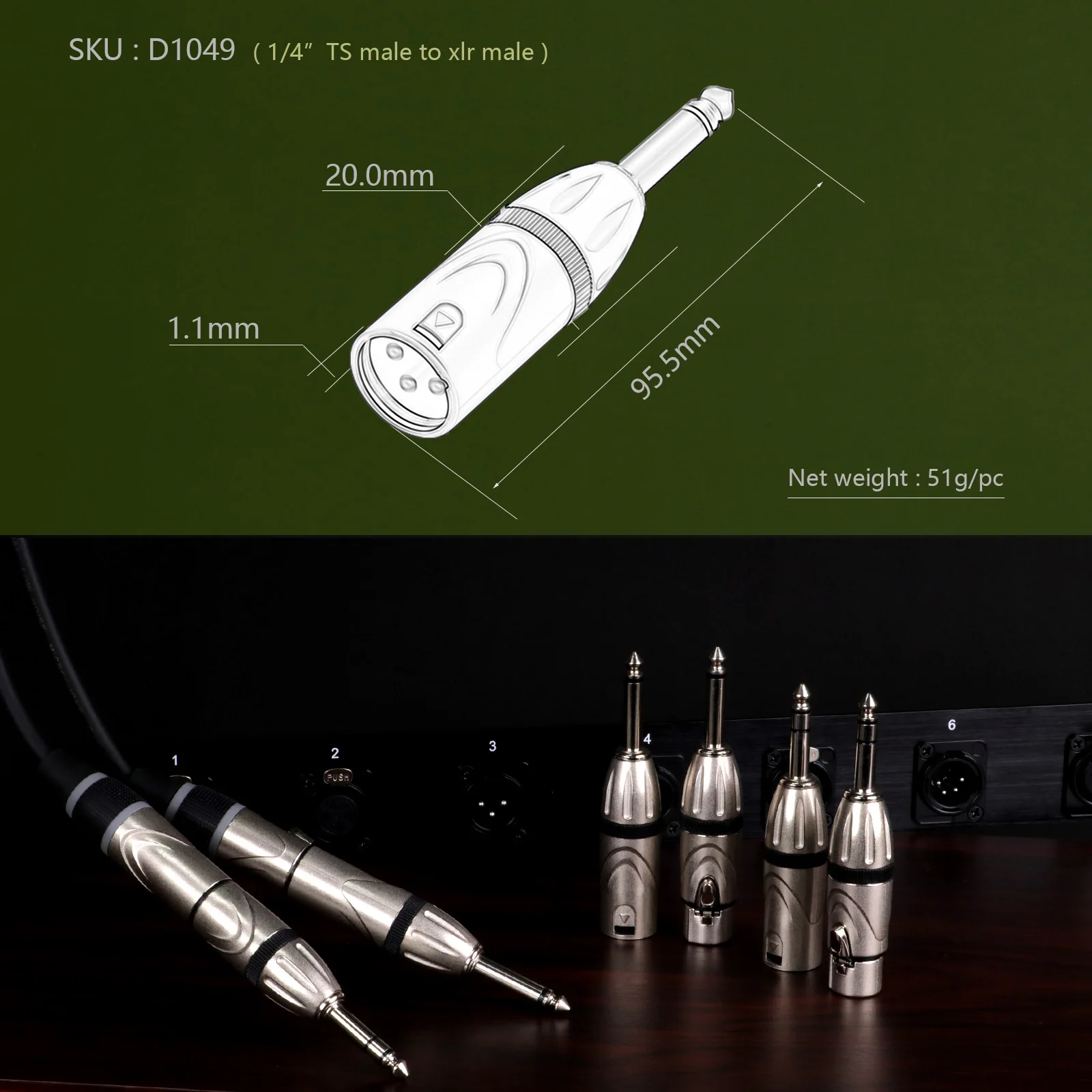 1pc 1/4 cal TS Mono 6.35mm Jack do 3 pinów XLR złącze męskie/Adapter żeński konwerter do mikrofon Audio miksera głośnikowego