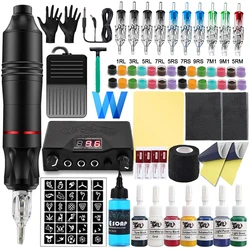 Tattoo Kit Rotary Tattoo Machine Pen with Power Supply Cartridge Needles Set For Tattoo Beginners Artists Kit Supply