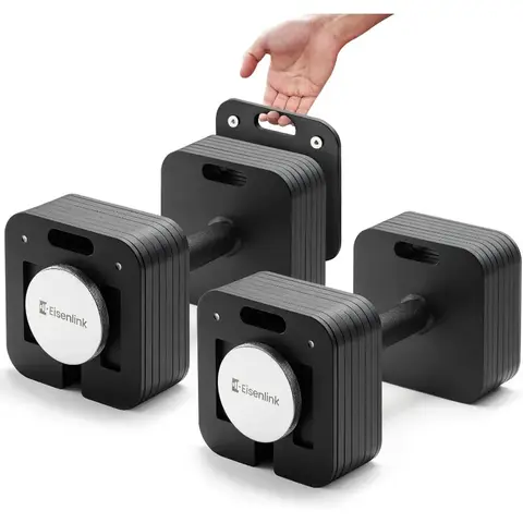 Eisenlink Adjustable Dumbbell Set, 10-50/80lb, 5lb Increments, Quick-Lock Square Weight Dumbbells for Home Gym Fitness (