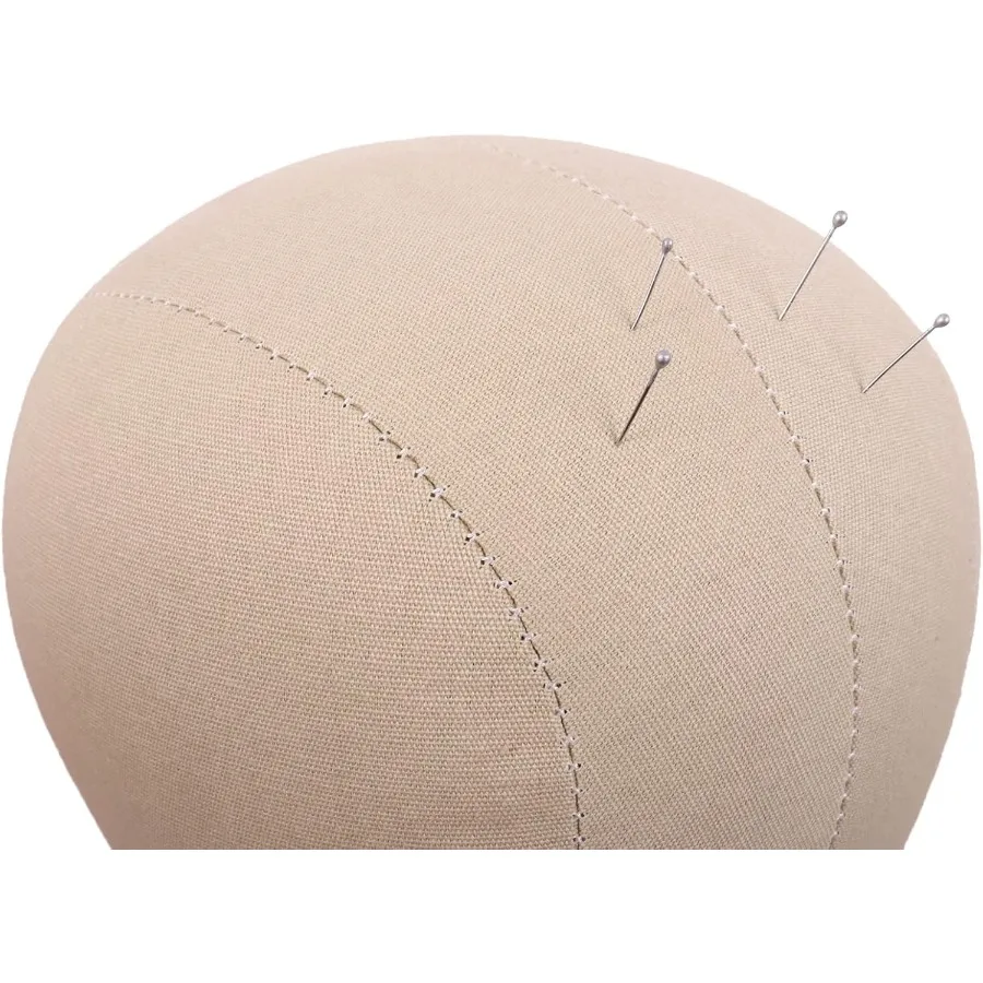 Cabeça de peruca de bloco de lona de cortiça de 23 polegadas com suporte e pinos de cabeça para fazer perucas profissionais e estilo, ideal para salão de beleza e casa