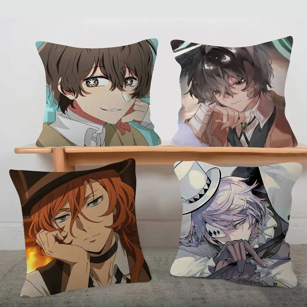 Anime Bungo Stray Dogs Cute Cartoon Two-dimensional Pillowcase Bedroom Sofa Cushion Cover Nap Pillow Cover