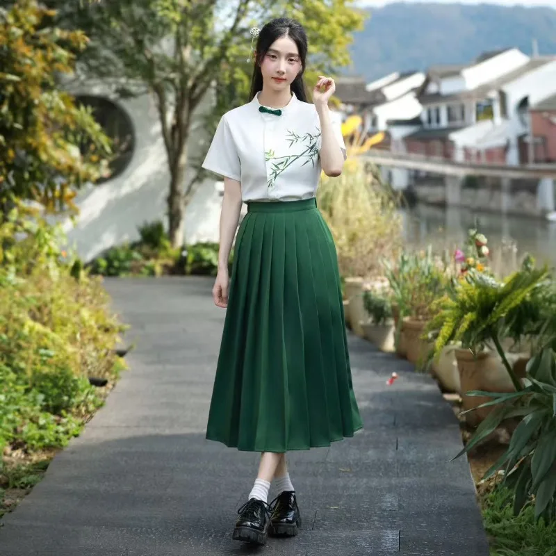 

2025Fashion Temperament New Chinese Style Red Song Dress Set for College High School Graduation Poetry Recital Choir Performance