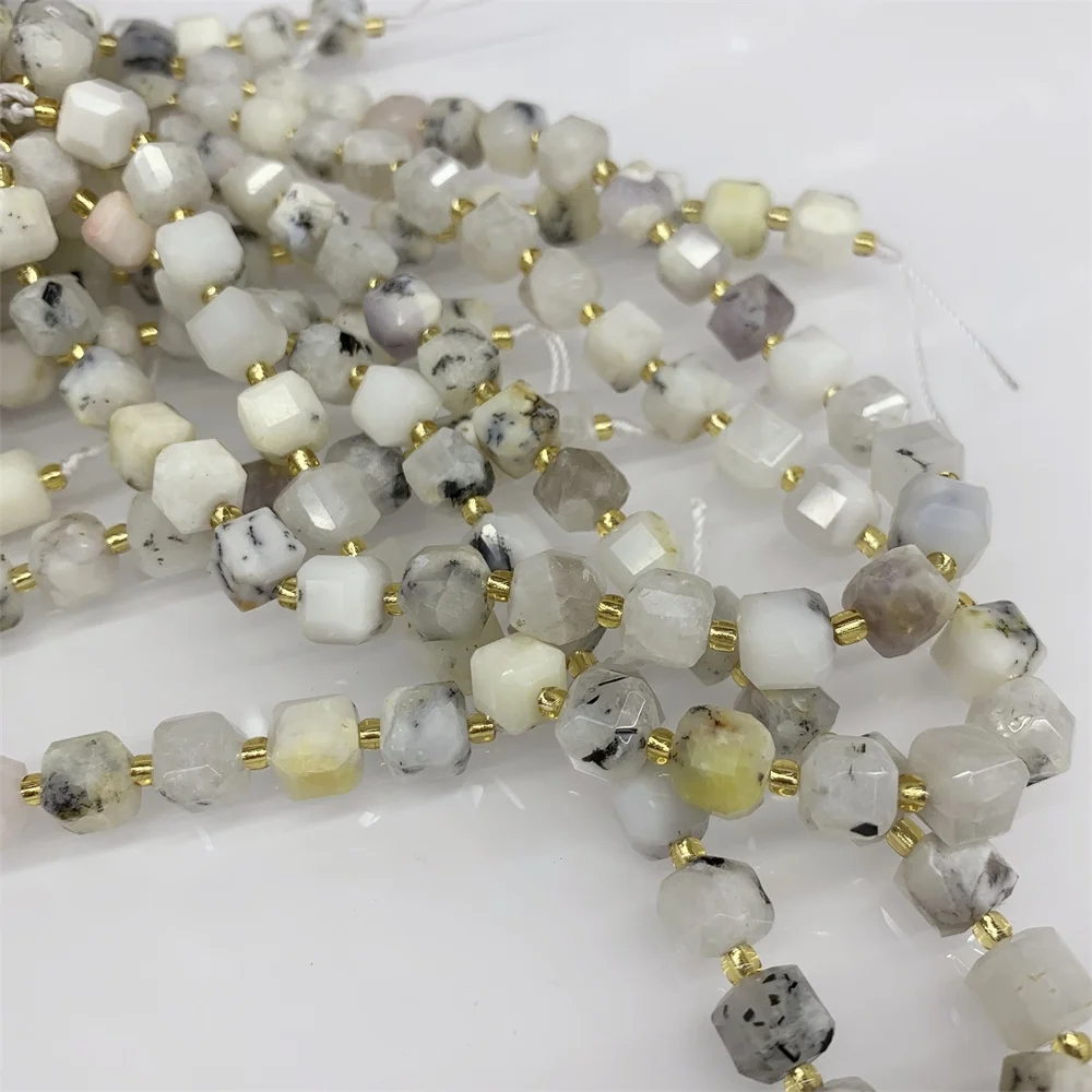 Natural Semi-precious White opal Faceted Square Cube Beads Diy Loose Bead 6-7mm 8-9mm Crystal Jasper For Jewelry Making