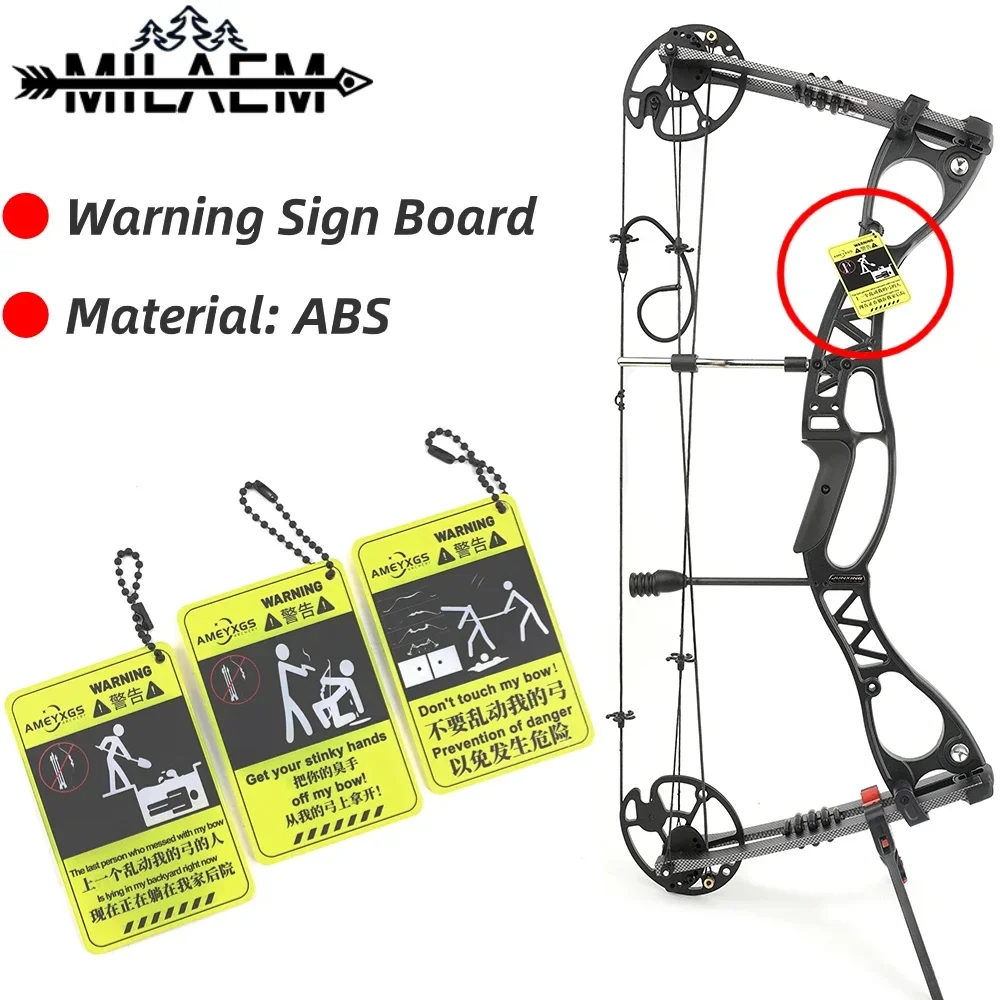 

Archery Warning Sign Board Can Protect Compound Bow Recurve Bow or Arrow Bag Not Lost ABS Adjustable Chain Design Accessories