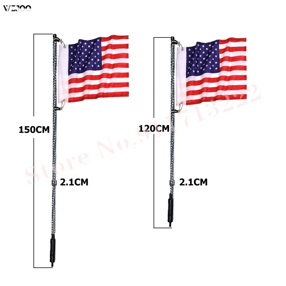 1/2PCS 3ft/4ft/5ft Lighted Spiral LED Whip Antenna w/Flag & Remote 300 LED Flagpole Lamp Remote control for Jeep ATV UTV