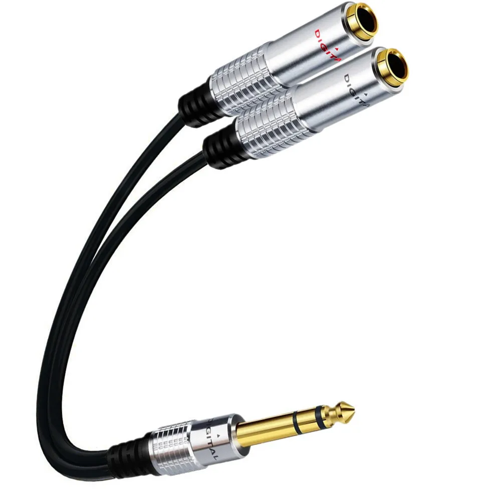 1/4 inch TRS Stereo Splitter Y Cable, 1/4 Inch 6.35mm Stereo Male Plug to Dual 1/4 Inch 6.35mm Female Jack 0.2m