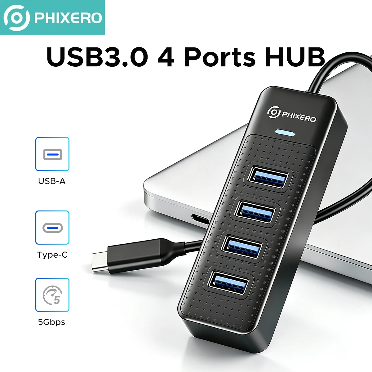 Felixero 4 portas usb 3.0 hub de alta velocidade tipo c divisor 5gbps para pc acessórios computador multiport usb hub adaptador para portátil