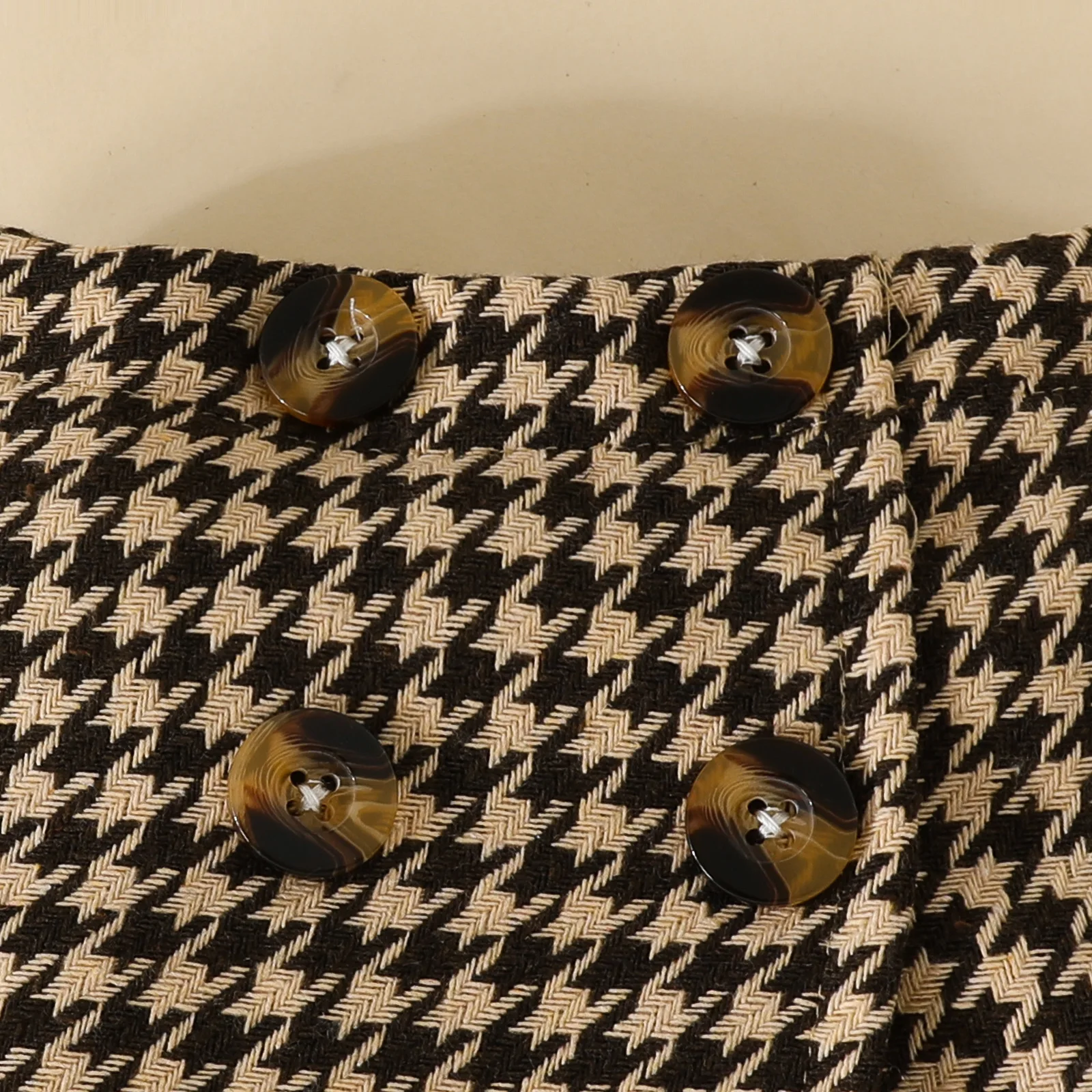 Infant Spring Autumn Long Sleeve Top and Dress Set 6-18months Baby Girl Solid Color Top Houndstooth Half Skirt Beret