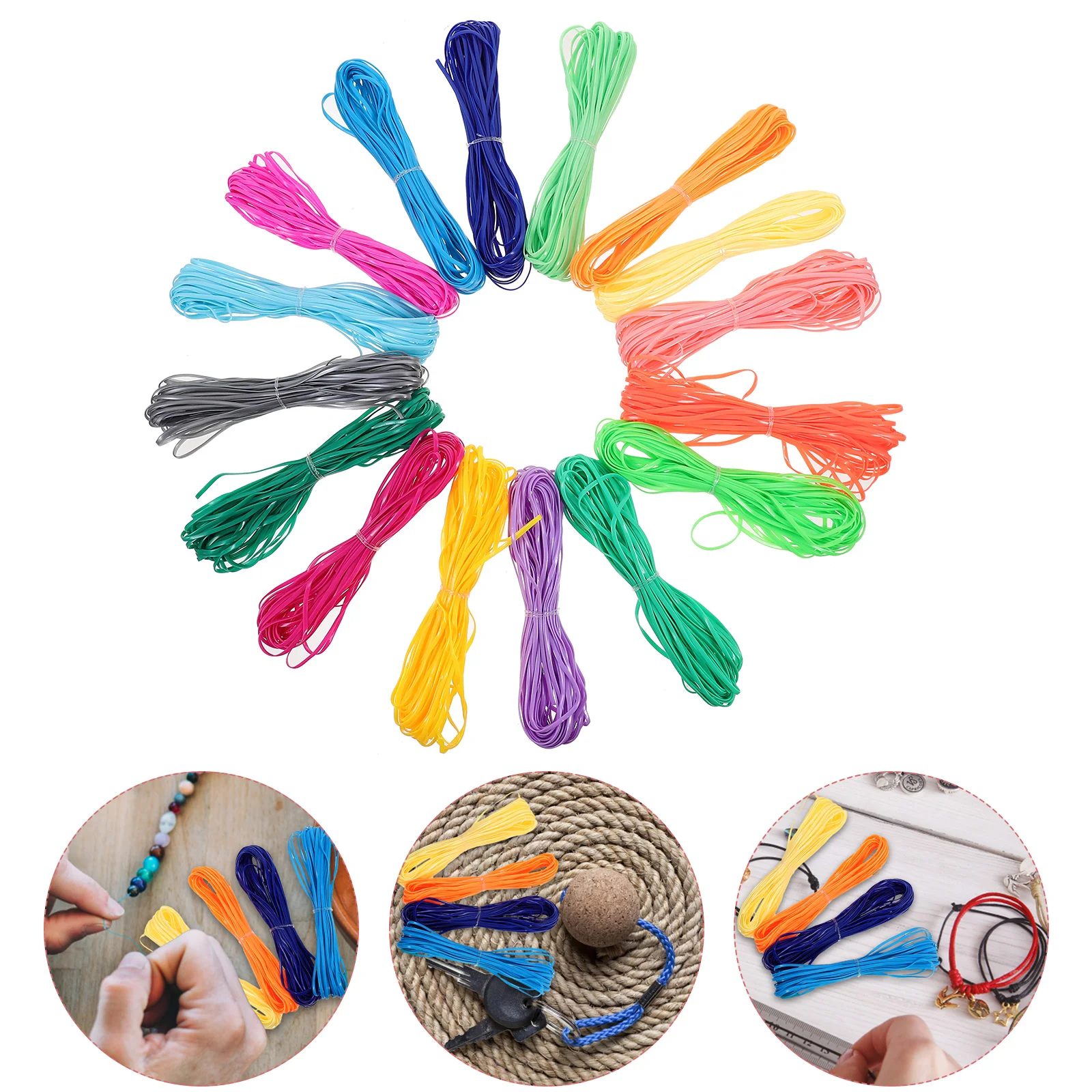 

16 Pcs Colorful Braided Rope Keychain Cord for Jewellery Making Jewelry Yarn Bracelet Pvc Knitting Child Colored