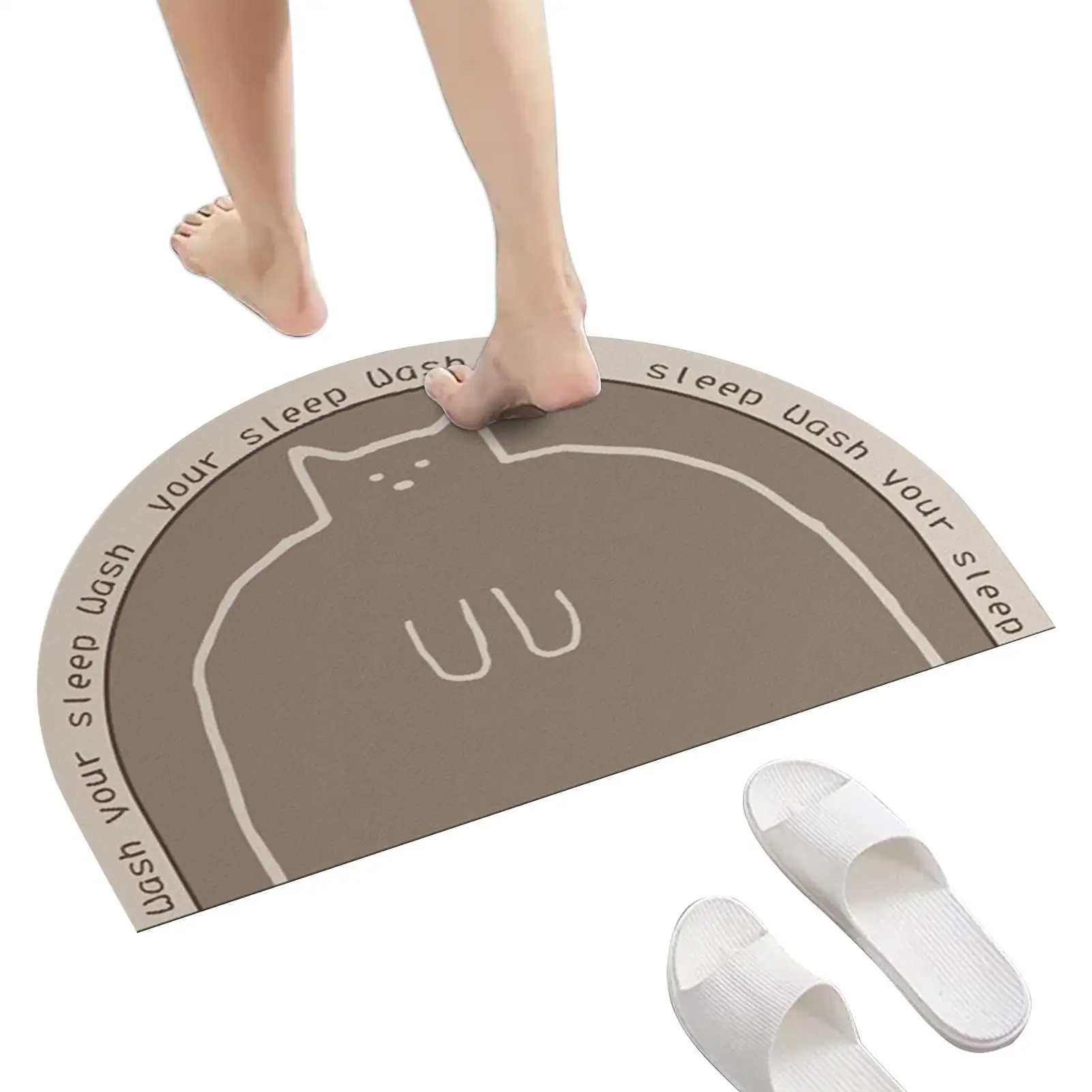 

Впитывающий напольный коврик для ванной комнаты, домашний противоскользящий коврик с рисунком кота, полукруглый напольный коврик для прихожей, гостиной