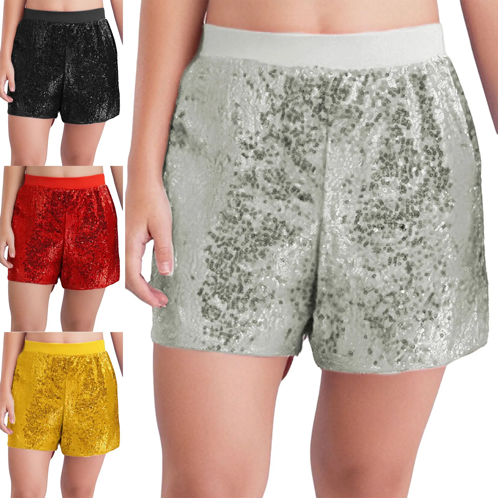 ‌ Kinder Mädchen Glitzer Pailletten Jazz Dance Shorts Hosen Elastischer Bund Glitzernde, bequeme gefütterte Hose für Hip Hop Street Dance