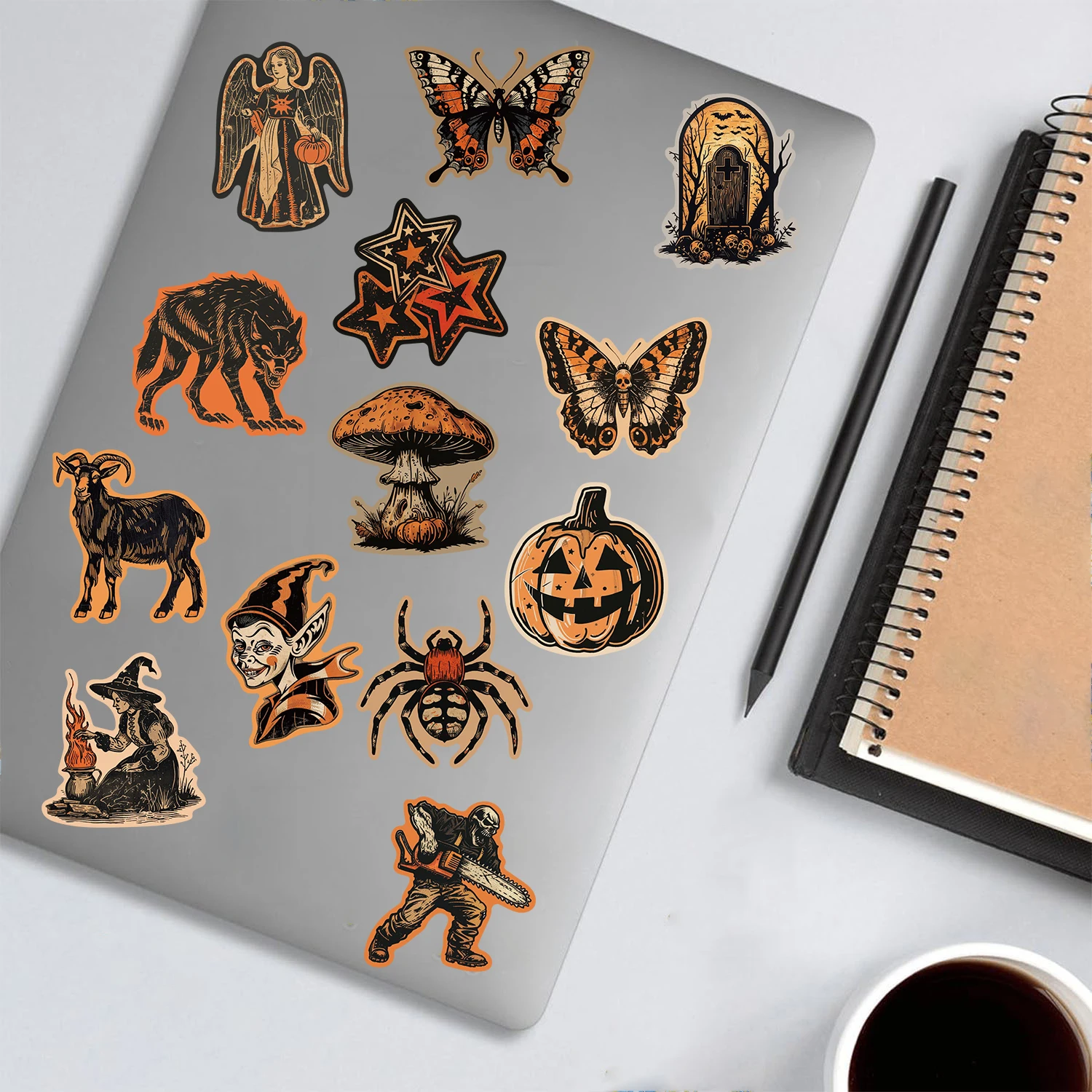 

50PCS Retro Halloween Sticker Notebook Creative Skateboard Suitcase Bicycle Streetwear Decoration Landscape Graffiti Decals