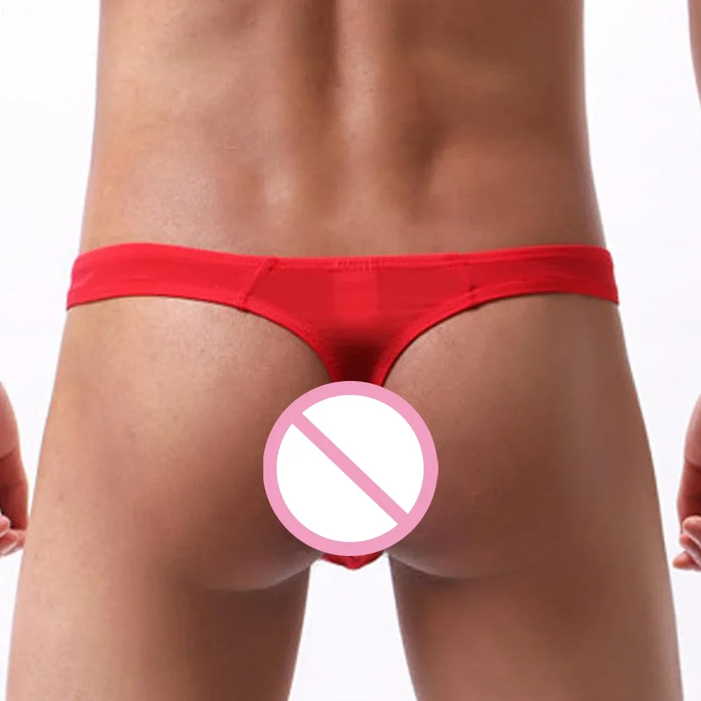 

Ultra-thin T-Back Low Waist Thong Nightwear Sleep Clothing Solid Color Men's Panties Exotic Costume 80 Nylon 20 Spandex