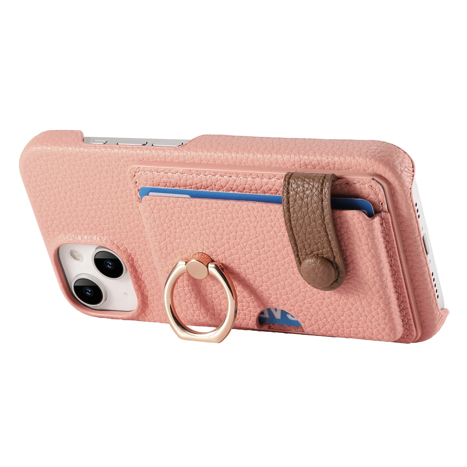 Leather Ring Support Phone Case for IPhone 17 Air 16E 18 16 15 14 13 12 11 Pro Max Plus Wallet with Card Holder Shockproof Cover