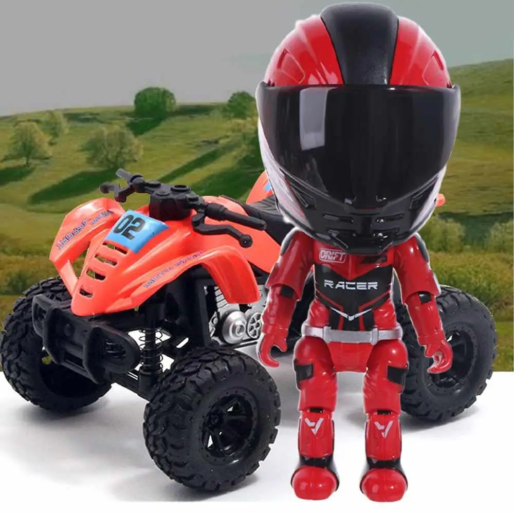 Deformation Helmet Simulated Motorcycle Rider Action Figure Flexible Transform Motorcycle Movable Limbs Alloy