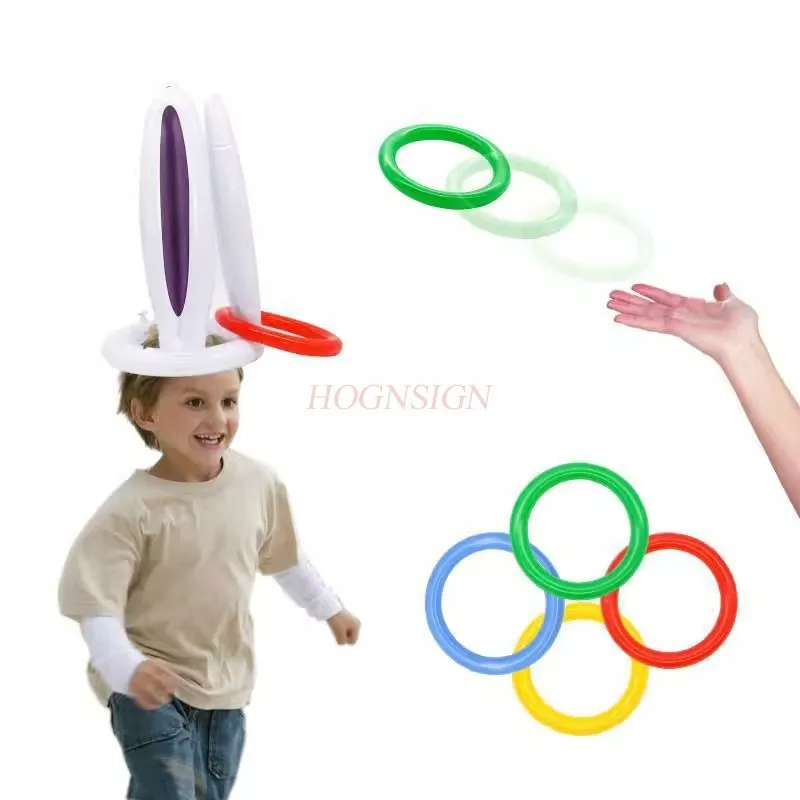 Easter Bunny Ear Ferrule Game Inflatable Children's Toy Ferrule Ring Throwing Ring Throwing Ring Toy