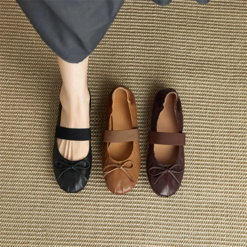 

Новые весенне-осенние женские туфли из натуральной кожи с круглым носком, женские туфли Мэри Джейн, модные женские туфли-лодочки на низком каблуке с бантом в стиле ретро на плоской подошве