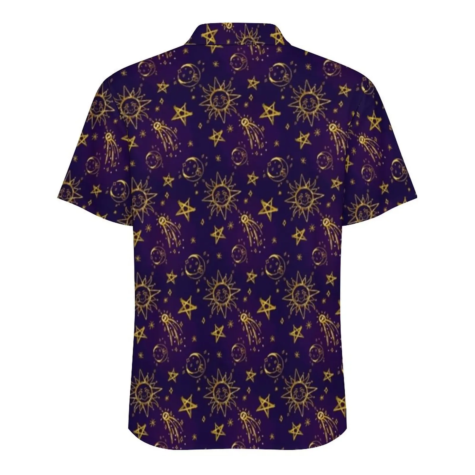 Sun And Moon Casual Shirt Astrology Print Novelty Summer Shirts Male Short-Sleeved Vacation Breathable Plus Size 3XL 4XL Blouses